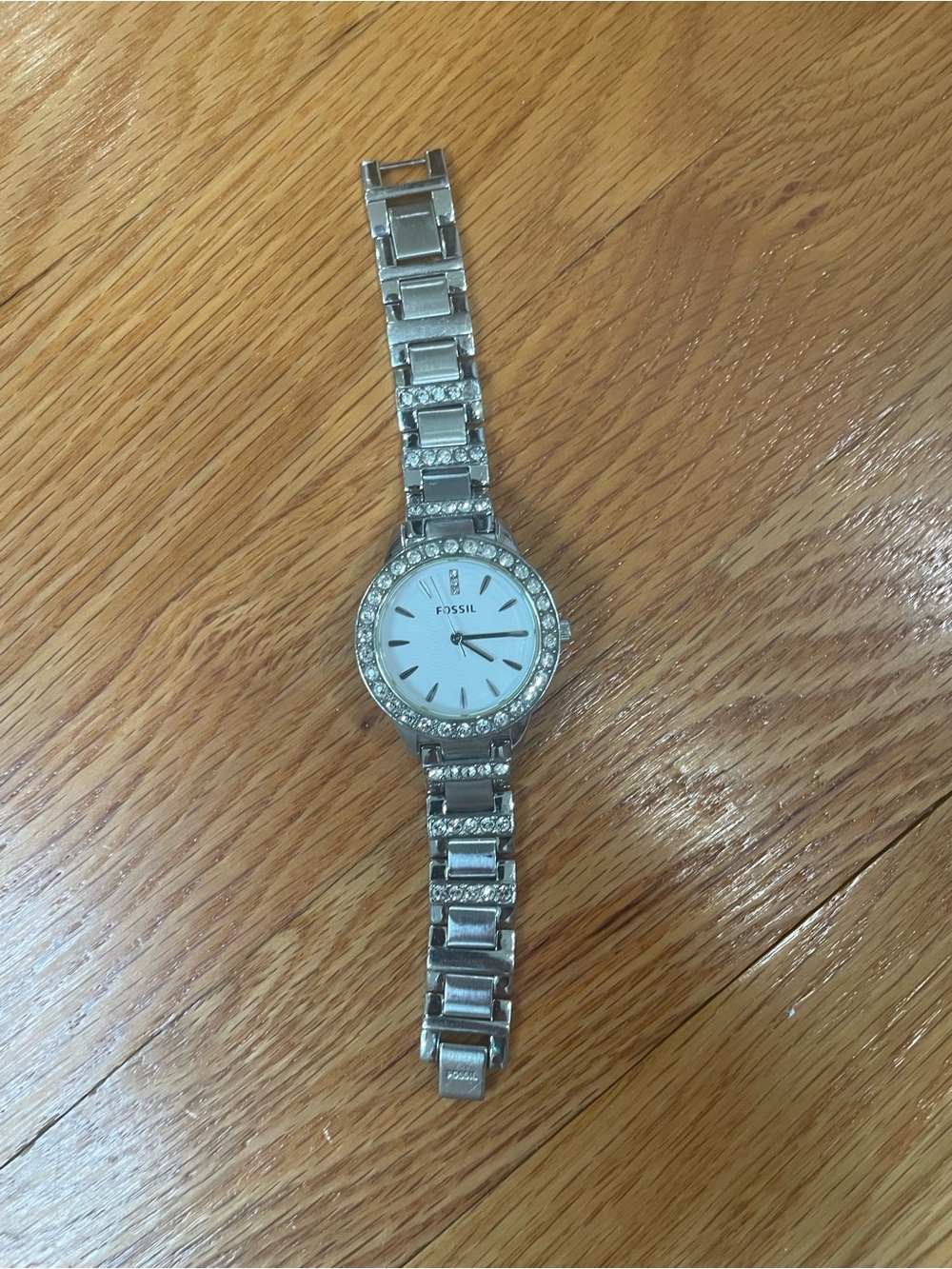 Fossil Silver-tone Women's Crystal Bezel Watch